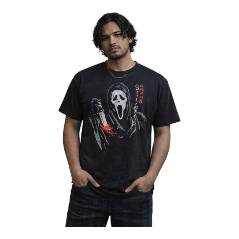 Ghost face Scream Halloween killer Kanji t shirt graphic tee xl